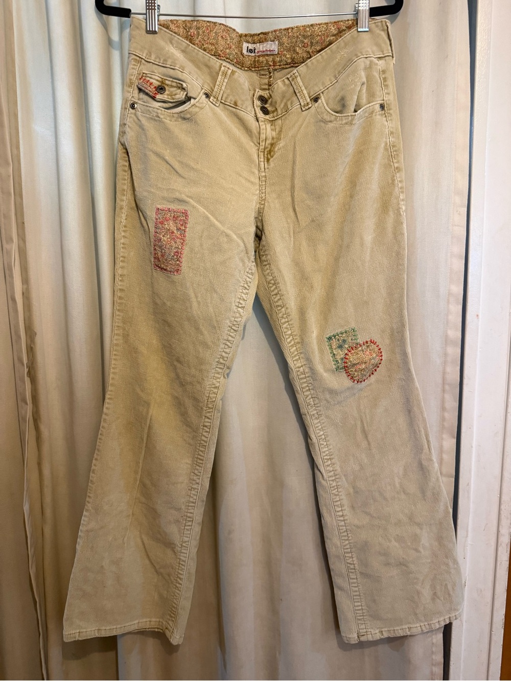 Vintage l.e.i patchwork corduroy flare pants Sz 14